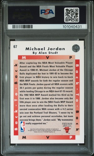 1992 UD MVP #67 MICHAEL JORDAN PSA 8 - Bild 2 von 2