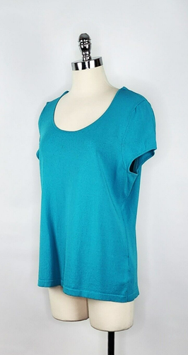 Jones New York Teal Scoop Neck Cap Sleeve Blouse Women's Size XL - Picture 2 of 7