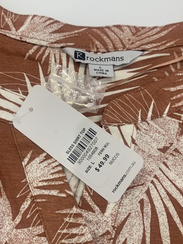 Top decorativo sin mangas ROCKMANS hoja helecho talla L para dama *NUEVO* PRECIO DE VENTA SUGERIDO POR EL FABRICANTE $49,99 - Imagen 4 de 5