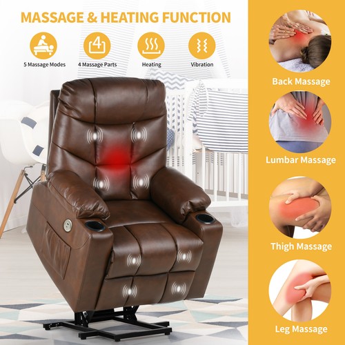 Elderly Power Lift Chair Massage Recliner Auto Electric Sofa Heat Vibration - Picture 7 of 8