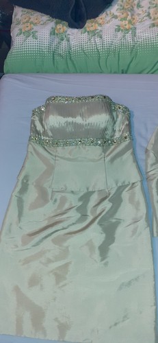 Damen festliches Kleid mit Bolero Gr. M 38-40 apfelgrün mit Pailletten wie Neu! - Bild 5 von 7