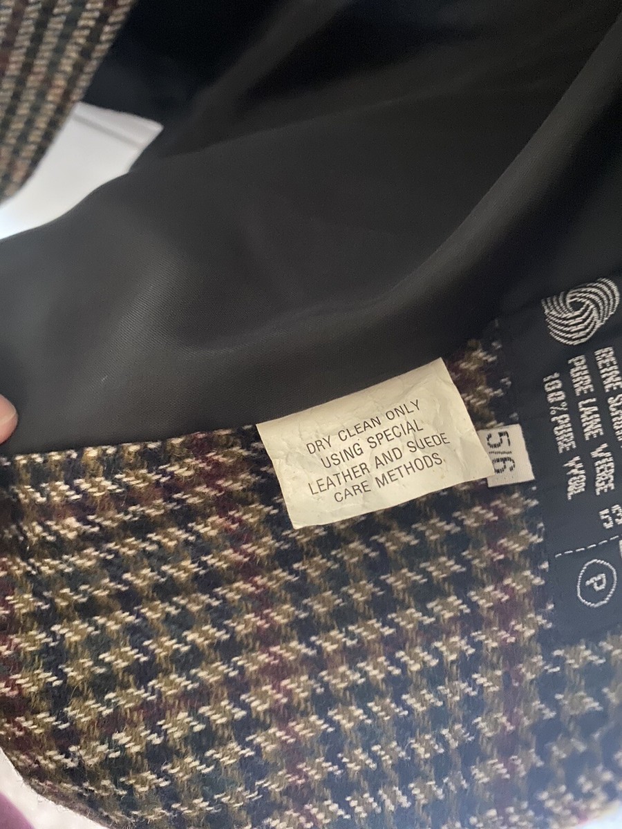 Vintage International Scene Wool Plaid Suede Collar Blazer Vintage International Scene Wool Plaid Suede Collar Blazer