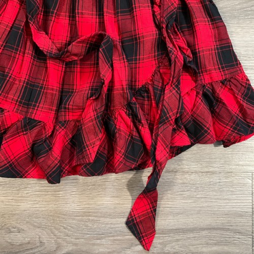 Blusa Polo Ralph Lauren Top Niñas Talla 12 Búfalo Cuadros Volantes Envolvente Túnica Cinturón - Imagen 7 de 12