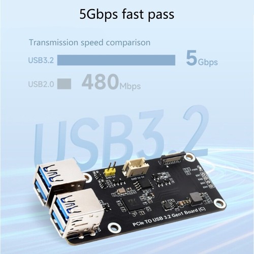 4 Port PCIe To USB 3.2 Adapter Expansion Board Fast Speed 5Gbps Transfer - 第 2/8 張圖片