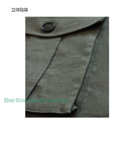 Mens 100% Linen Safari Jacket British Style Retro Business Dress Slim Coat S-4XL - Picture 11 of 16