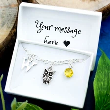 Owl Bracelet, Personalised Gift, Teacher Gift Idea, Wise Owl Charm Jewellery