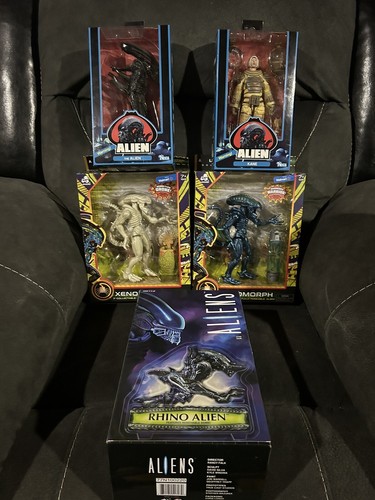 Lanard 7” Xenomorph Action Figure, Neca Rhino Alien, Neca Kane & Alien Lot Of 5
