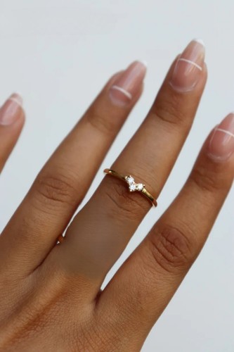 0.15CT Lab Grown 3 Diamond Daily Wear Ring Solid 14KT Yellow Gold Size 10 - Picture 3 of 12