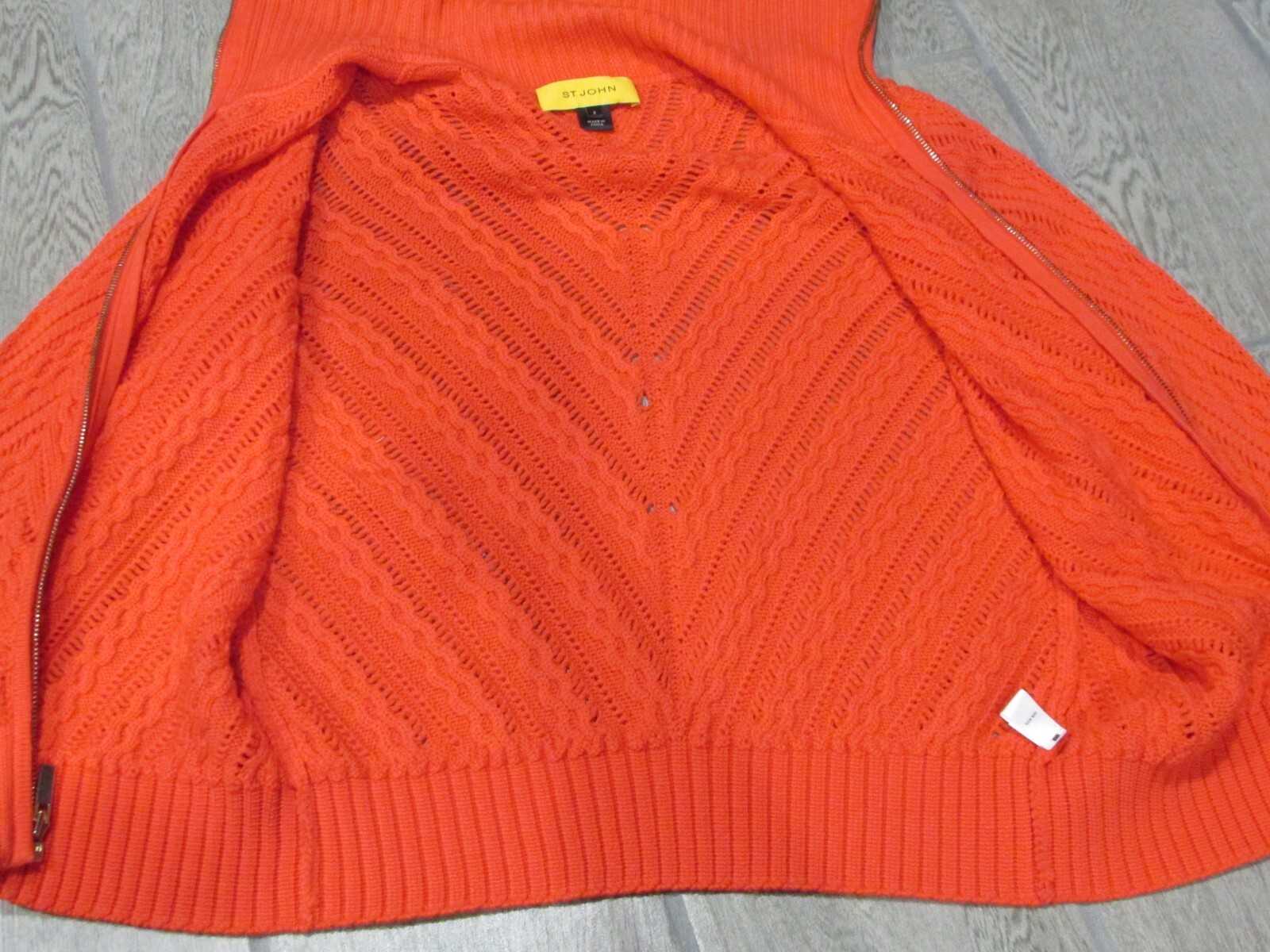 ST. JOHN Knit Zip Up Jacket Sweater red wool Womens Small eBay