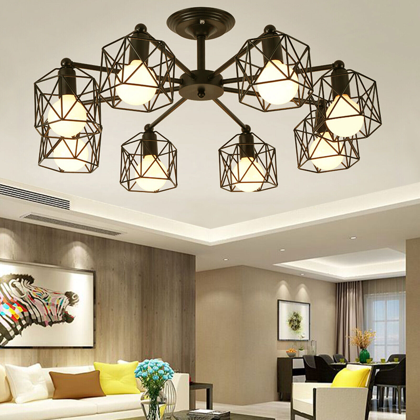 Ceiling Chandelier Branch Light 8-Head Hanging Lamp Farmhouse Ceiling Fixture US