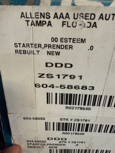 Starter fits 1995-2000 Suzuki Esteem 1.6L - Picture 2 of 3