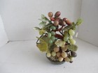 Vintage Jade Stone Sculpture Grapes Fruit Bonsai Tree Carved  9,5 "