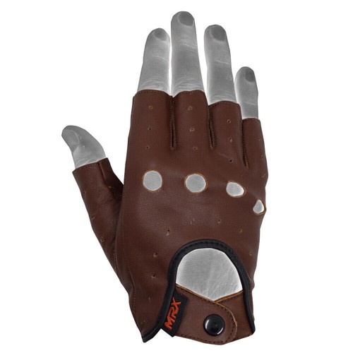 MRX Mens Driving Gloves Basic Soft Goat Leather Fingerless Breathable Biker - Picture 28 of 45