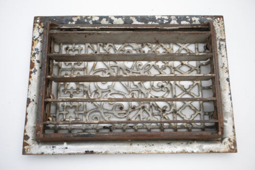 Cast Iron Mid Century Heater Vent (UE1/JSF6) Silver Rusted Metal Architectural - Picture 8 of 12