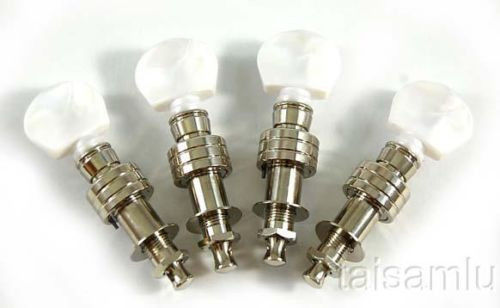 4 string banjo tuning pegs, Nickel plated, plastic White button, 328N-BW 4P - Picture 1 of 2