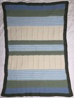 HANDMADE Crochet AFGHAN vtg GREEN STRIPES Knit THROW Quilt COUCH Lap BED BLANKET