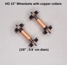 HO Electrical Pick Up Wheels 33" Smooth Back:2 Wheel Sets with 2 Copper collars 