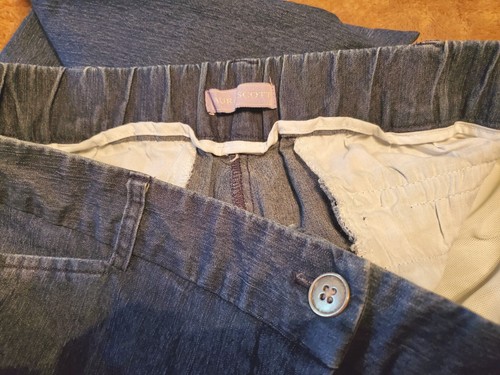 Laura Scott Denim Cropped Hose Caprihose Damen Knopf & Reißverschluss vorne Gummizug hinten - Bild 4 von 7