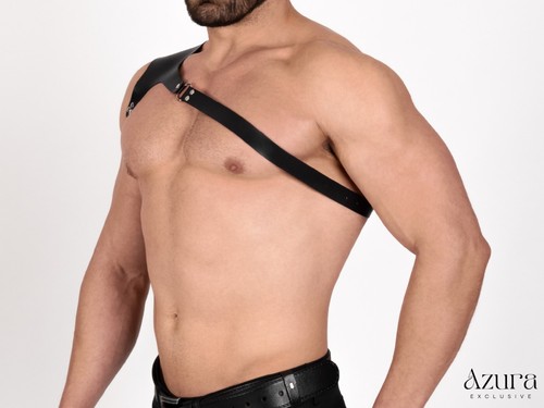 Handcrafted Men's Vegan Leather Bulldog Chest Harness Straps- Plus Size - Custom - Picture 5 of 6