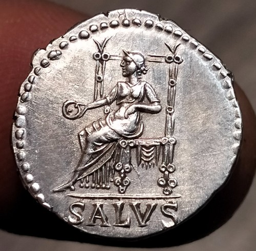 NERO,R;SALUS, Römischen Silber Denar Neuheit Minted Coin. - Bild 3 von 4