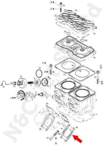 SeaDoo 800 Exhaust Head Pipe Gasket 3D RFI GSX GSX RFI GTI LE RFI GTX RFI SPX XP - Picture 2 of 2