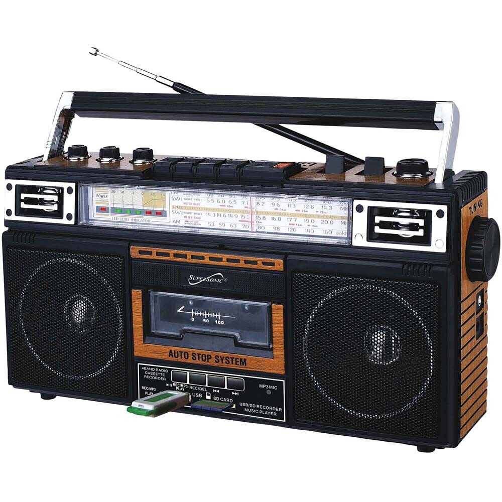 SuperSonic SC-3201BT Bluetooth Speaker Retro Radio | Built-in