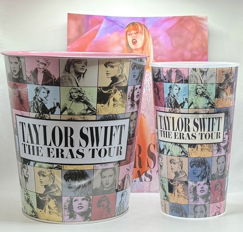 Taylor Swift The Eras Tour Movie AMC Popcorn Bucket Tin, Cup, & Poster Bundle - Picture 1 of 4