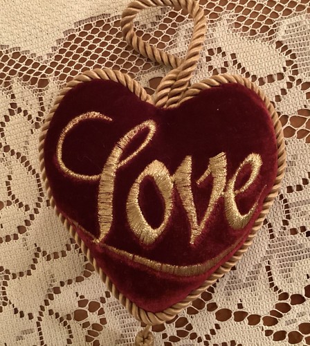 Velvet Burgundy Embroidered Pillow Ornaments Lot 3 Christmas Love Peace Ho Ho - Picture 3 of 6