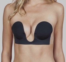  96 Fashion Forms Women Black U Plunge Backless Strapless Cups Bra Size D