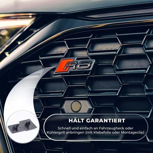Original Audi R8 Black edition Badge Emblem Sticker Logo Tuning Set Front & Rear - Imagen 6 de 6