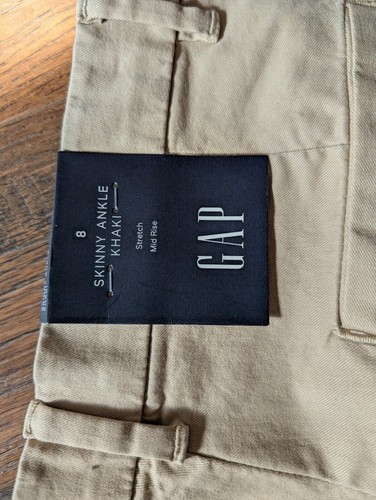 Gap Khaki Pants Womens Size 8 Beige Solid Flat Front Skinny Ankle Cotton - Picture 4 of 5