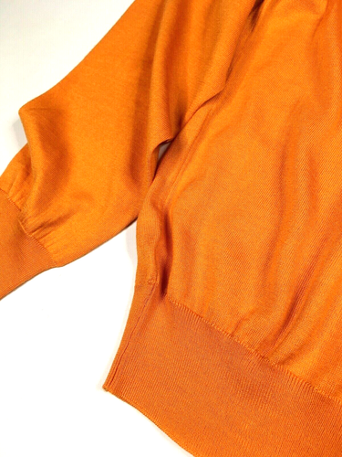 MAGLIONE GIANNI VERSACE COUTURE VINTAGE '95 SETA CASHMERE UOMO ARANCIONE A V LAVORATO A MAGLIA - Foto 8 di 16
