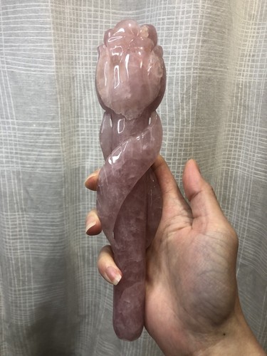 Rose Quartz Natural Crystal Rose Flower Carving Valentines Gift Love Stone Her - Picture 2 of 7