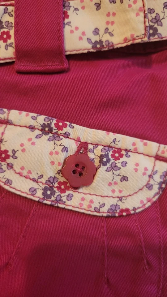 Tommy Hilfiger Niña Rosa Jean Denim Falda Cintura Ajustable Detalles Florales 6x Foto 4 de 4