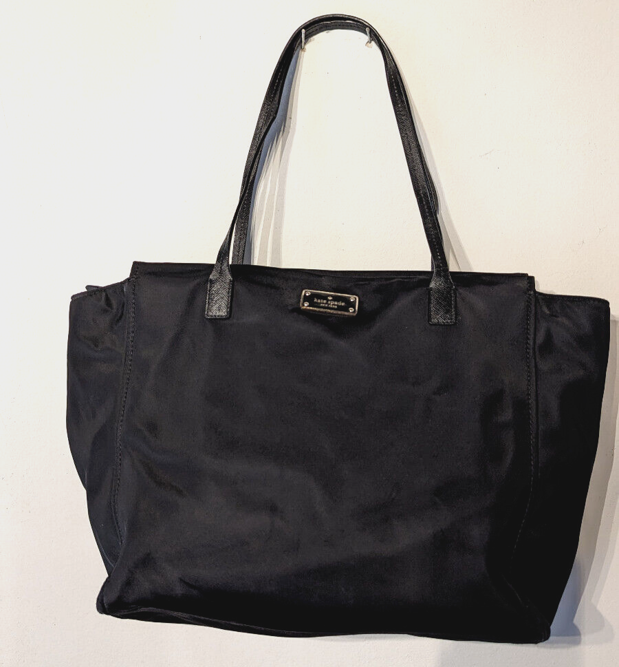 Kate Spade LARGE Black Nylon Zip Top Shoulder Tote Bag 12 x Kate Spade LARGE Black Nylon Zip Top Shoulder Tote Bag 12 x