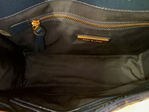 TORY BURCH LARGE FLEMING COSMIC FLORAL CONVERTIBLE VELVET/LEATHER BAG - Picture 10 of 12