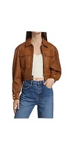 New Ladies Large Tobacco Lamarque Dabria Leather Bomber Jacket
