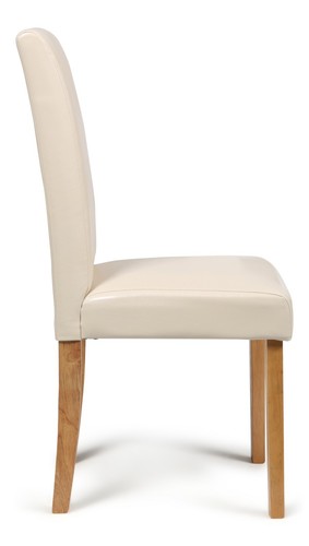 Dining Chairs Faux Leather Black Brown Cream Grey or Fabric Wood Legs Kitchen - Picture 14 of 25