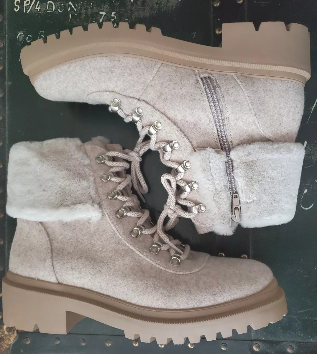 Anne Klein Womens Carmine Beige Ankle Boots Size