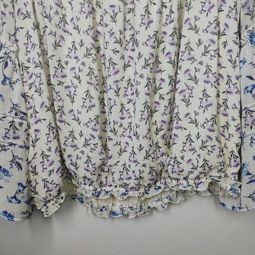 Free People Rose Valley Blouse Floral Cottagecore Bell Sleeves Boho Womens Large - Bild 6 von 14