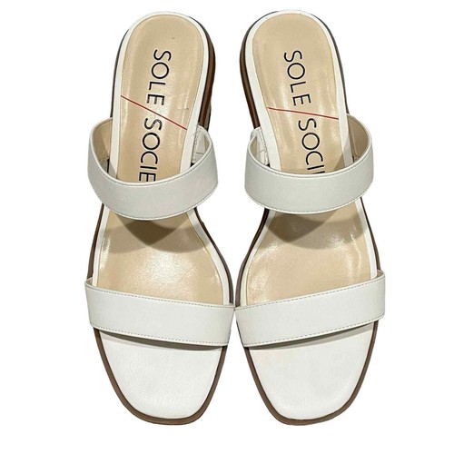 Sole Society bianco due cinturini tacco 3 3/4 misura 8,5 - Foto 2 di 6