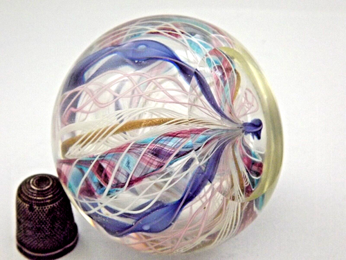 AVeM Murano Glass Crown Paperweight with Multicolour Latticino & Candy Canes - Picture 9 of 15
