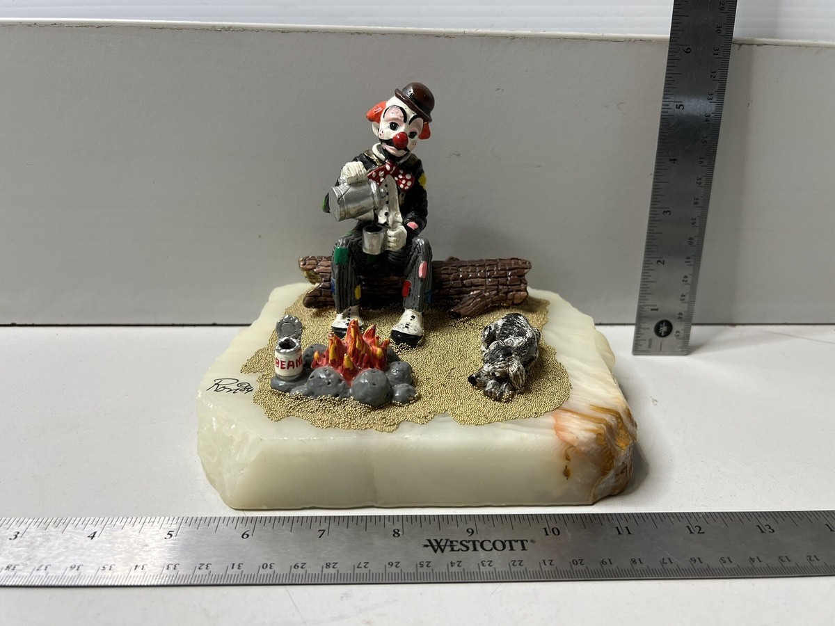 Vintage Ron Lee Clown 1984, Camp Fire Dog Beans coffee 24k Signed