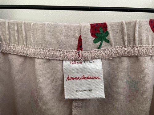 Hanna Andersson Kid Girl Strawberry Print Elastic Cotton Pull On Shorts Pink 6-7 - Picture 2 of 4