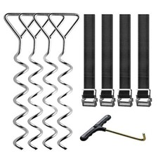 Heavy Duty Trampoline Stakes High Wind Corkscrew Ground Anchors with Belt Straps