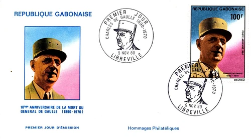 FRANCE PRESIDENT CHARLES DE GAULLE 1980 GABON 2 FDC