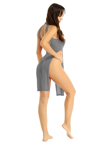 Womens Halter Neck High Slit Legs Knee Length Dress Cheongsam Style Nightgown - Bild 16 von 82