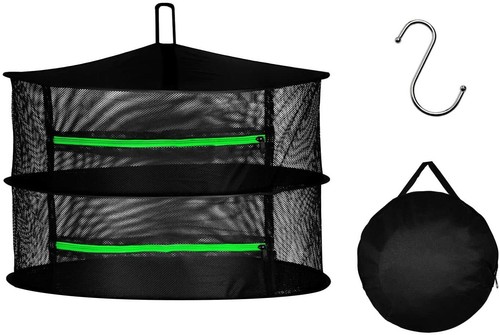iPower 2ft 2/4/6/8-Layer Hanging Herb Mesh Rack Foldable Drying Net with Zippers - Picture 4 of 22