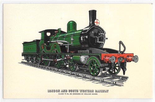 London And South Western Railway Steam Train Class T3 Illustration Postcard - Picture 1 of 2