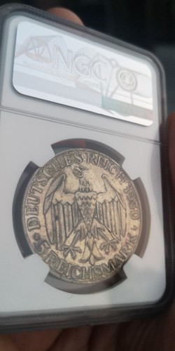 1930F Germany WEIMAR Republic 5 Mark Graf Zeppelin NGC MS60 UNC Rare Mint Mark - Picture 3 of 3